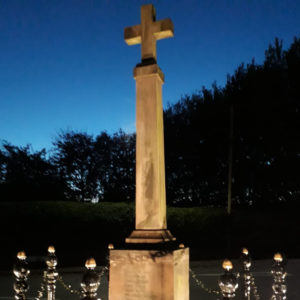 Hollinfare War memorial gently up-lit - November 2018.