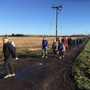 Guide John Eccles leads the way across Rixton Moss on a 3-4 mile guided walk - 7th Jan 2018.