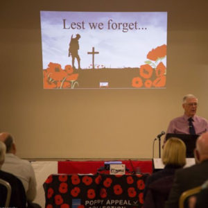 Shine the Light committee member Keith Thompson introducing the 100yr Commemoration Evening - 10th November 2018.