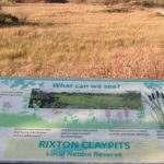 One of several information boards that highlights what can be seen at Rixton Claypits Nature Reserve.