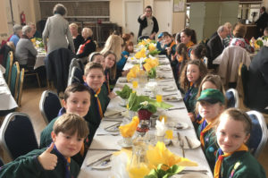 Cubs enjoying a breakfast at Civic Sunday held at the hall