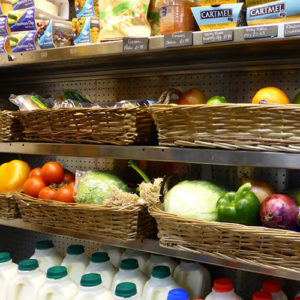 Fresh fruit, vegetables, meat and dairy products are on offer daily, along with many other convenience items.