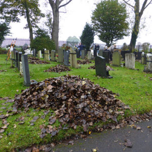 Volunteers busy clearing up the Autumn windfall.