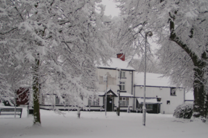 A wintry scene of the Black Swan, Hollins Green - January 2010